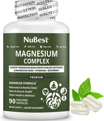 Magnesium Glycinate Chelate Complex With Albion Magnesium Bisglycinate Chelate, Vitamin B6 & Bioperine For Bone, Muscle, Natural Sleep, Nerve Function, Brain Booster | 3 Months Supply