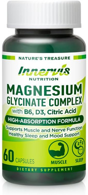 Magnesium Glycinate Complex 60 Capsules With Vitamin B6, D3, Citric Acid Supplement For Muscle, Bones, Sleep, Energy