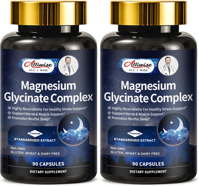 Magnesium Glycinate Complex, High Absorption Vegan Magnesium Supplement For Women And Men, Sleep Support* Promotes Relaxation, Heart, Muscle & Bone Support*, Gluten, Dairy And Soy Free -90 Ct