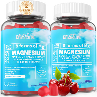 Magnesium Gummies 400Mg | As 8 Forms Of Magnesium Glycinate, Malate, Citrate, Taurate, Oxide, And More | With Ashwagandha Extract, D3 & B12 Supports For Calm, Zzz, Mood, Muscle Cramp - Vegan 60 Cts