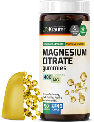Magnesium Gummies For Women And Men - 400 Mg Strength - 90 Vegan Chews - Chewable Magnesium Citrate Supplements - Pectin-Based
