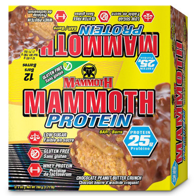 Mammoth Protein Bar, Chocolate Peanut Butter Crunch, 25G Protein, Low Sugar, Low Carb, Gluten Free, 12 X 65G (12 Count) (Chocolate Peanut Butter Crunch) (12 Count, Chocolate Peanut Butter Crunch)