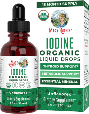 Maryruth Organics Iodine Liquid Drops | Potassium Iodide | 1 Year Supply | 450 Servings | Thyroid Health | Usda Organic| Vegan | Non-Gmo | Gluten Free | 1 Fl Oz