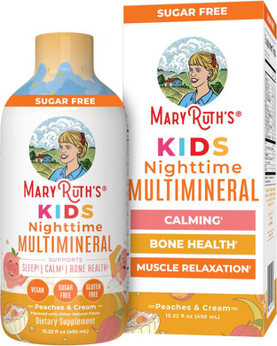 Maryruth Organics Kids Liquid Nighttime Multimineral | Vitamins | Bone Health | Calm Calcium Magnesium Supplement | Muscle Relaxation | Vegan | Sugar Free | 30-180 Servings | 15.22 Fl Oz