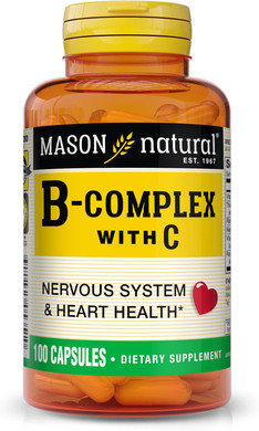 Mason Natural B-Complex With Vitamin C  Nervous System & Heart Health Support  100 Capsules