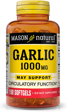 Mason Natural Garlic Oil 1000 Mg, 100,Day Supply Softgels, Supports Normal Circulatory Function, 1 Pack