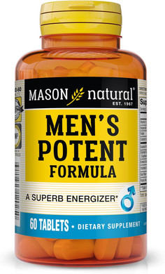 Mason Natural Men'S Potent Formula, Energy, Stamina & Endurance Support, Herbal Performance Supplement For Men, 60 Tablets
