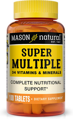 Mason Natural Super Multiple 34 Vitamins And Minerals - Complete Nutritional Support, All In One Multivitamin, Supports Overall Health, 100 Tablets