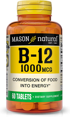 Mason Natural Vitamin B12 1000 Mcg With Calcium - Healthy Conversion Of Food Into Energy, Supports Nerve Function And Health, 60 Tablets