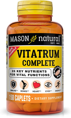 Mason Natural Vitatrum Complete Multivitamin,Multimineral, Supports Normal Immune Health, Bones, Heart, Eyes, & Energy, 150 Caplets