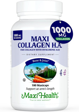 Maxi Health Marine Collagen Pills  1000 Mg Type 1 Collagen For Women & Men With Hyaluronic Acid Supplement For Joint & Skin Support  Unflavored, Clean Kosher Capsules (180 Maxicaps)
