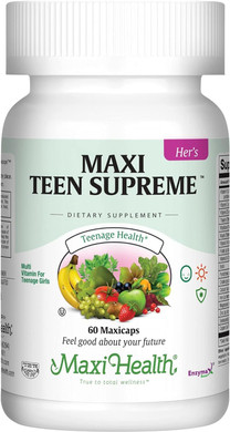 Maxi Health Multivitamin For Her  Girls Vitamins For Ages 1217 Teen Supreme  WomenS Multivitamin For Energy, Immune Boost, Body & Brain Includes D3, Iron, Calcium, Digestive Enzymes (120 Count)