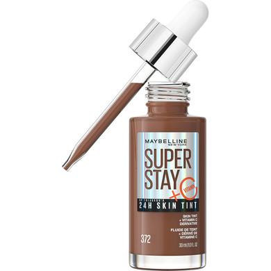 Maybelline Super Stay Up To 24Hr Skin Tint, Radiant Light-To-Medium Coverage Foundation, Makeup Infused With Vitamin C, 375, 1 Count