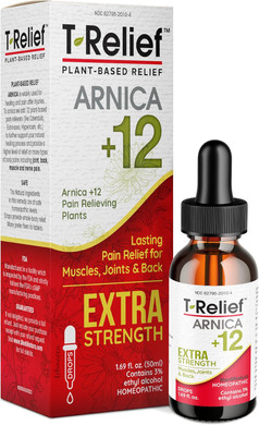 Medinatura T-Relief Extra Strength Oral Drops Arnica +12 Fast-Acting Natural Relieving Actives For Back Neck Joint Muscle Hand & Foot Aches Pains & Soreness - 1.69 Oz