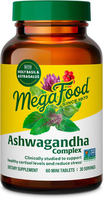 Megafood Ashwagandha Complex (Formerly Stress Protect) - Ashwagandha Supplements Astragalus Root & Holy Basil - Vegetarian, Gluten Free, Cortisol Supplement - 60 Mini Tablets, 30 Servings