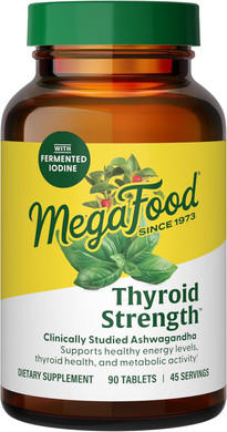 Megafood Thyroid Strength - Mineral Supplement - Thyroid Support For Women With Ashwagandha, Zinc, Selenium, Copper, Iodine And Ltyrosine & Herb Blend - Vegetarian - 90 Tabs (45 Servings)