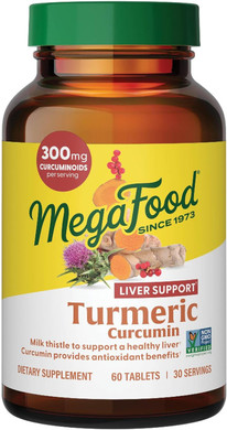 Megafood Turmeric Curcumin Extra Strength - Liver Support - Turmeric Curcumin With Black Pepper And Milk Thistle Extract - Vegan - Made Without 9 Food Allergens - 60 Tabs (30 Servings)