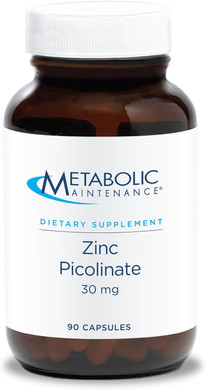 Metabolic Maintenance Zinc Picolinate 30 Mg - Zinc Supplement For Men And Women With Vitamin C, Pure Mineral Support Complex For Immune Health, 30Mg Per Capsule - 90 Capsules