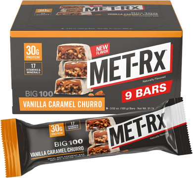 Met-Rx Big 100 Colossal Protein Bars, Crispy Apple Pie Meal Replacement Bars, 9 Count