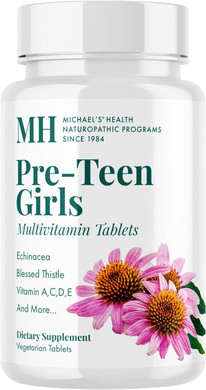 Michael'S Health Naturopathic Programs Pre-Teen Girls - 120 Vegetarian Tablets - Daily Multivitamin For Healthy Growth & Development - Kosher - 60 Servings