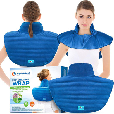 Microwavable Large Neck And Shoulder Wrap  Instant Relief For Muscle Pain, Tension And Stress, Stiffness, Arthritis, Migraines, And Headaches  Natural Therapy With Deep Heat And Herbal Aromatherapy