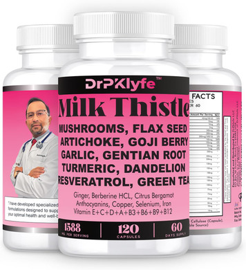 Milk Thistle Capsules For Liver Detox & Cleanse Support  With Dandelion Root, Resveratrol, Artichoke, Moringa, Silymarin  120 Capsules (60-Day Supply)