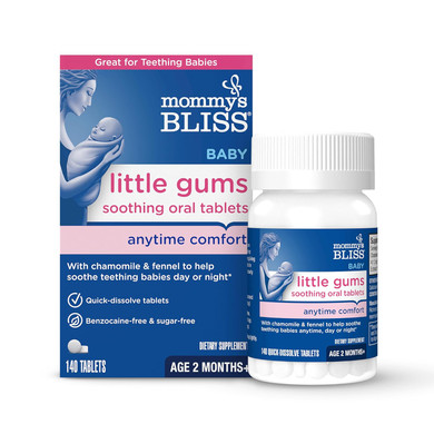 Mommy'S Bliss Little Gums Soothing Oral Tablets, Great For Teething Babies, Benzocaine-Free & Sugar-Free, 2 Months+, 1 Bottle (140 Tablets)