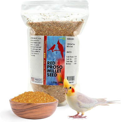Morning Bird Red Proso Millet Bird Seeds 1.5 Lbs  Healthy & Nutritious Pet Bird Food - Bird Seeds For Feather Growth  Perfect For Finches, Parakeets & Other All Pet Birds