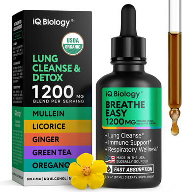 Mullein Drops For Lungs - Lung Detox For Smokers - Usda Organic Mullein Leaf, Nettle Leaf Extract Supplement - Lungs Cleanse Respiratory Support To Clear Lungs & Easy Breathe, Immune Support* - 2 Oz