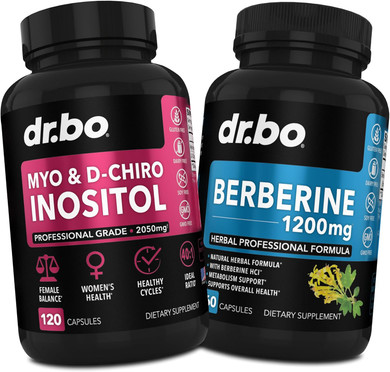 Myo-Inositol & D-Chiro Inositol & Berberine Supplement Capsules - Support Hormone Balance, Regular Menstrual Cycle, Womens Health - 1200Mg Berberine Pills For Healthy Metabolism