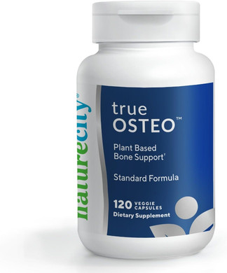 Naturecity True-Osteo Plant-Based Supplement For Bone Strength | Algaecal Calcium & Magnesium, Plant-Based Vitamin D3, Vitamin K2, Silicon| Gentle On Stomach (120 Veggie Capsules)