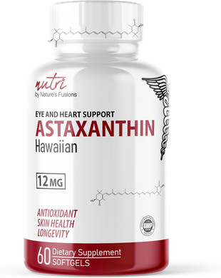 Nature'S Fusions Nutri Astaxanthin 12Mg Max Strength - Premium Supplements Grown In Hawaii - Powerful Antioxidant, Promotes Heart And Eye Health - 60 Softgels For Fast Absorption