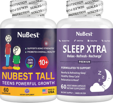 Nubest Bundle Tall 10+ For Children (10+) And Teens 60 Capsules & Sleep Xtra - Supports Healthy Sleep For Children (10+) And Adults - Embrace Restful Nights