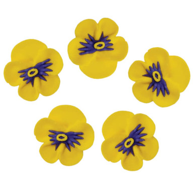 O'Creme Pansy Royal Icing Sugar Flower 1 Inch - For Cake Decorating - Decorations For Cakes, Cupcake Toppers - Birthday, Wedding, Valentines, Baby Shower - Set Of 12 White