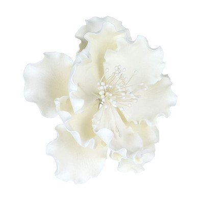 O'Creme Peony Gumpaste Sugar Flower 6 Inch, Set Of 3 White - Edible Flowers For Cake Decorating - Sugar Paste Flower Decorations For Cakes, Cupcake Toppers - Birthday Party, Wedding, Valentines Day