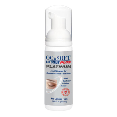 Ocusoft Lid Scrub Plus Platinum Extra Strength Foaming Eyelid Cleanser - Leave-On Eyelid & Eyelash Cleanser With Phytosphingosine To Remove Oil, Dirt & Makeup -1.68 Fl Oz