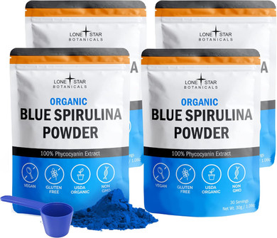 Organic Blue Spirulina Powder, 120 Servings - 100% Pure Superfood Blue-Green Algae, Natural Food Coloring For Smoothies & Protein Drinks - Non Gmo, Gluten-Free, Vegan + Usda Certified, No Fishy Smell