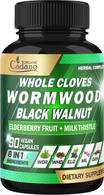 Organic Cadane Wormwood Whole Cloves Black Walnut | Digestive & Herbal Support | Elderberry, Milk Thistle & More | Non-Gmo, Vegan  90 Capsules  45-Day Supply
