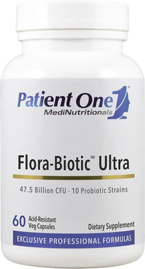 Patient One Flora-Biotic Ultra | Probiotic Supplement To Support Balanced Intestinal Flora* | 47.5 Billion Cfu Plus 10 Probiotic Strains | 60 Capsules