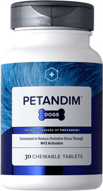Petandim Dog Vitamins (30 Chewable Tablets), Antioxidants Reduce Oxidative Stress, Joint Supplement For Dogs, Skin And Coat Supplement, Omega-3 & Collagen For Dogs, Chicken + Bacon Flavor