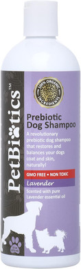 Petbiotics - Prebiotic Lavender Dog Shampoo - Gentle, All-Natural & Organic Dog Wash For Sensitive Skin, Promotes Healthy Skin Microbiome - 16 Oz