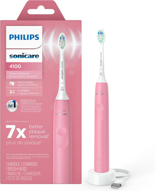 Philips Sonicare 4100 Rechargeable Electric Toothbrush, Advanced Plaque Removal, Pressure Sensor, Includes Brush Head Case, Black Bd5003Az