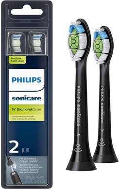 Philips Sonicare Genuine W Diamondclean Toothbrush Heads, 2 Brush Heads, Black, Hx6062/95