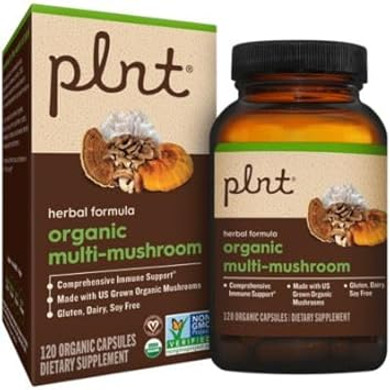 Plnt Organic Multi-Mushroom - Herbal Formula For Comprehensive Immune Support (120 Capsules)