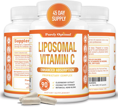 Premium Liposomal Vitamin C Supplement - High Absorption, Fat Soluble Ascorbic Acid Vitamin C 1000Mg For Immune Support - Collagen & Immune System Booster, Non-Gmo, 90 Capsules