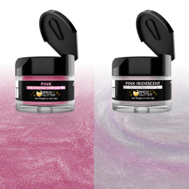 Prime Easter Bundle - Pink And Pink Iridescent Brew Glitter (4G, 2X Jars) For Beer, Cocktails, Mocktails, Beverages And Soft Drinks!