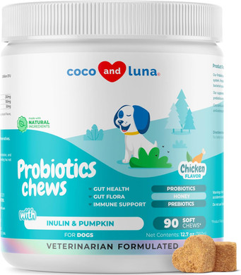 Probiotics For Dogs - 120 Chewable Tablets - Diarrhea & Gas Support - With Honey Pumpkin And Prebiotics For Dog Allergies, Bad Breath & Constipation Support