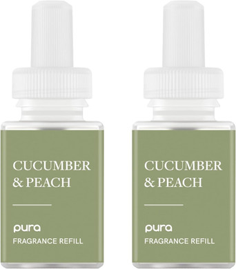 Pura Malodor Refill - Smart Home Air Diffuser- Up To 120-Hours Of Premium Fragrance Per Refill - Diffuser Fragrance - Air Deodorizer & Odor Eliminator - 2 Pack, Cucumber & Peach