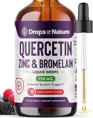 Quercetin With Bromelain & Zinc (5Mg) Liquid Drops  Immune Support For Adults & Kids  Ultra-Concentrated Bioflavonoids  Immune Defense  Cellular Health  Vegan, Non-Gmo, Gluten Free  2 Fl Oz