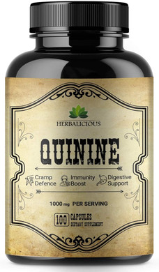 Quinine Capsules - Cinchona Officinalis Bark Herbal Supplement For Muscle, Cramp Defense And Overall Digestive Health - All-Natural Quinine Sulfate Pills, 500Mg Per Capsule, 100 Tablets